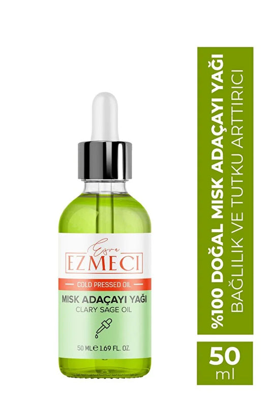 Esra Ezmeci 100% Natuurlijke Scharleiolie Koudgeperste Etherische Olie 50 ml