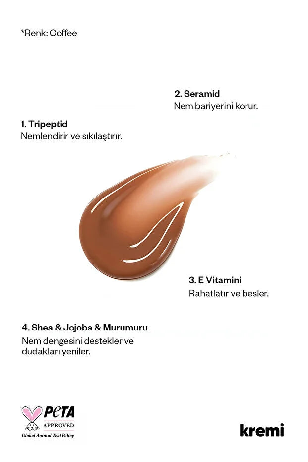 Kremi Lip Vitamin Balm Coffee - Getinte Lippenbalsem - Peptiden &amp; Ceramiden - Hydraterend - 13 ml