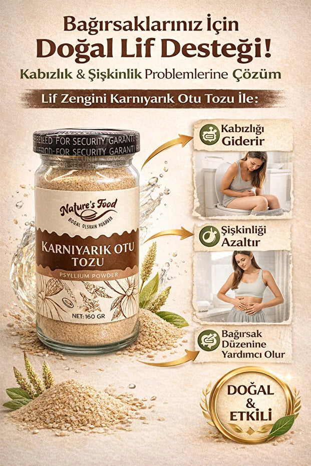 Nature’s Food Psyllium Husk Poeder | Karnıyarık Otu Tozu 160 g – Natuurlijk Vezelsupplement – Glutenvrij – Vegan