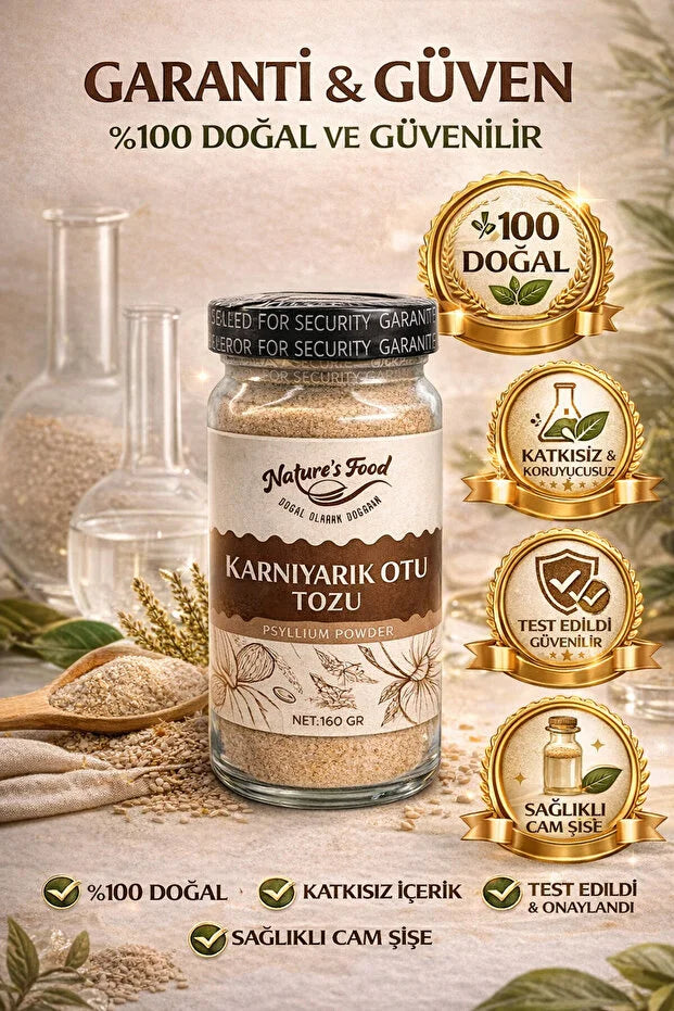 Nature’s Food Psyllium Husk Poeder | Karnıyarık Otu Tozu 160 g – Natuurlijk Vezelsupplement – Glutenvrij – Vegan