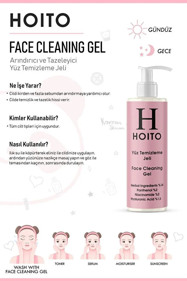 HOITO Face Cleansing Gel 200 ml – Voor Alle Huidtypen