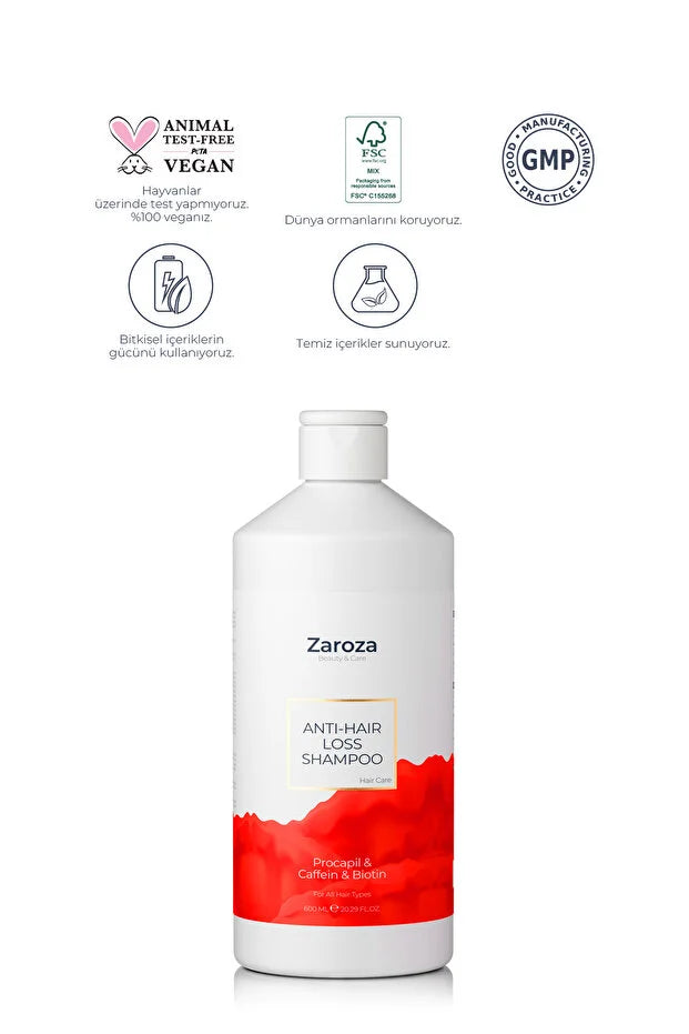 Zaroza Anti-Haaruitval Shampoo 600 ml – Met Procapil, Biotine & Cafeïne