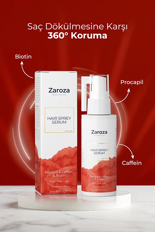 Zaroza Hair Spray Serum 60 ml – Anti-Haaruitval Serum met Procapil, Biotine & Cafeïne