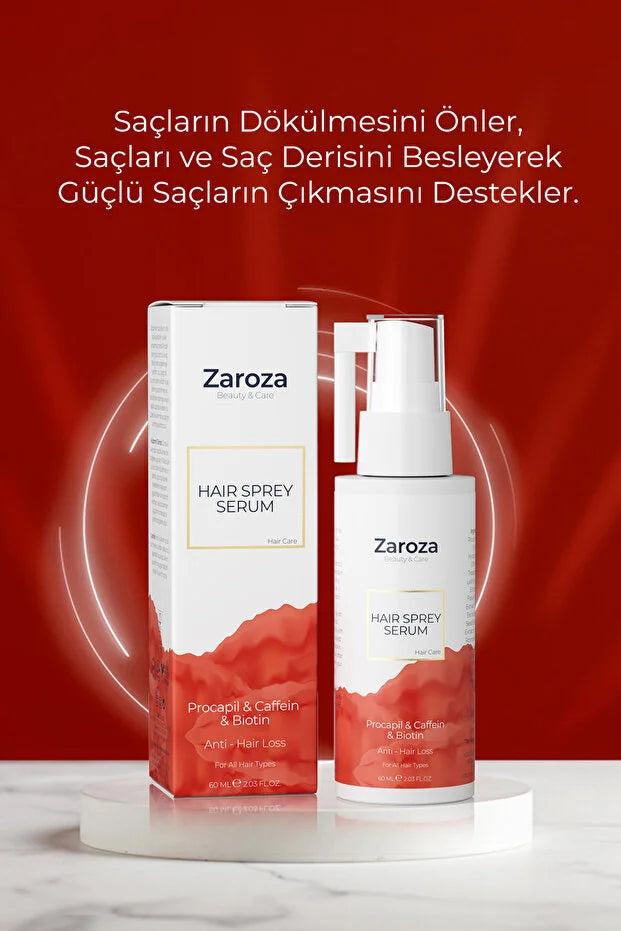Zaroza Hair Spray Serum 60 ml – Anti-Haaruitval Serum met Procapil, Biotine & Cafeïne