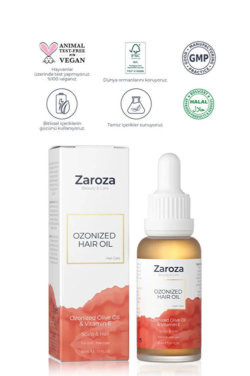 Zaroza Ozonized Hair Oil 30 ml – Ozonized Olive Oil & 16 Natuurlijke Oliën – Intensieve Haarolie