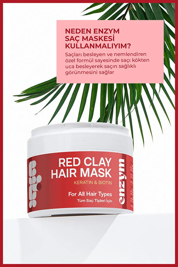 Enzym Cosmetics Red Clay Hair Mask 250 ml – Haarmasker met Rode Klei, Keratine & Biotine