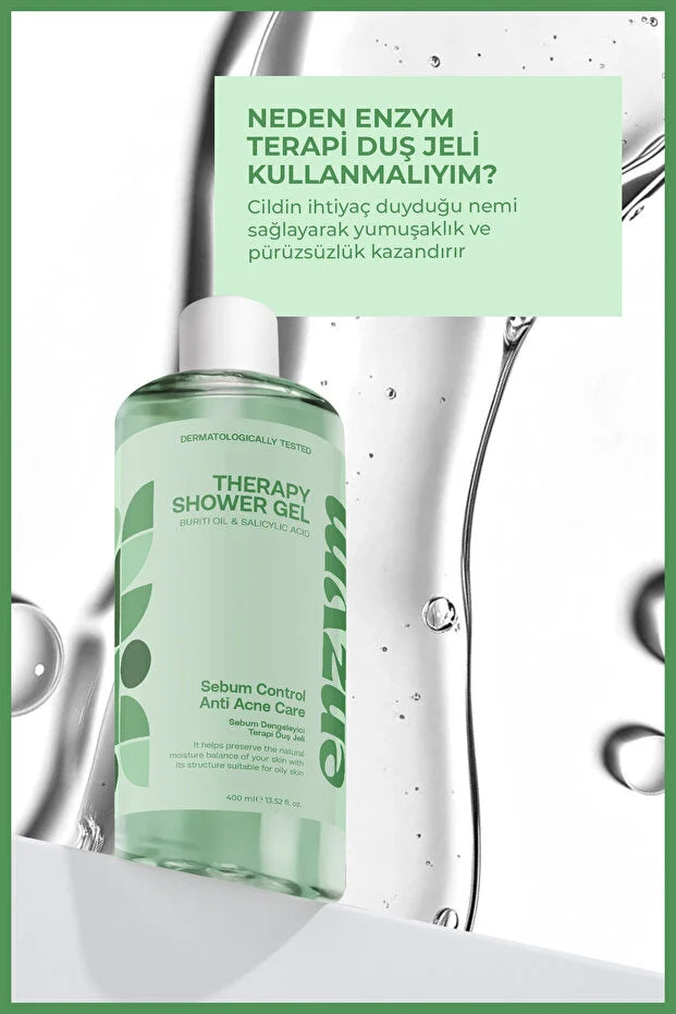 Enzym Therapy Shower Gel Buriti Oil & Salicylic Acid 400 ml – Douchegel voor Gemengde en Vette Huid