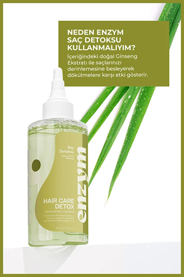 Enzym Hair Care Detox Lemongrass & Ginseng 200 ml – Leave-in Haartonic voor Alle Haartypen