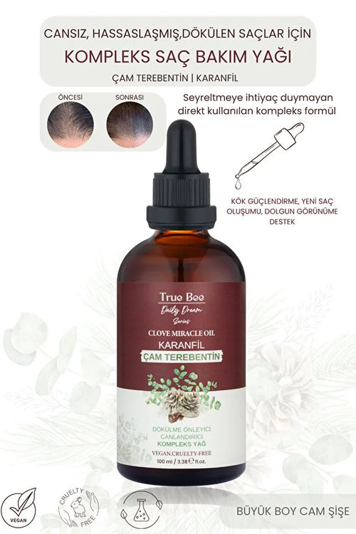 True Bee Clove Miracle Oil Haarolie met Kruidnagel &amp; Dennenharsolie 100 ml