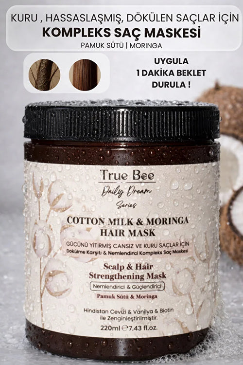 True Bee Cotton Milk & Moringa Haarmasker 220 ml
