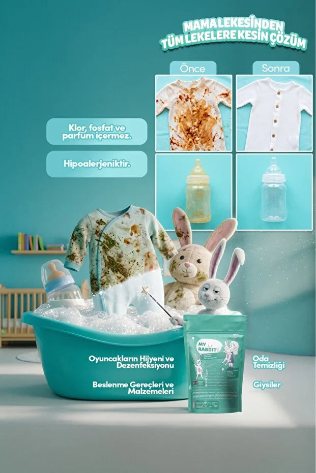 MY RABBIT! Actieve Zuurstof Vlekverwijderaar &amp; Witmaker Poeder – Multifunctionele Reinigingspoeder