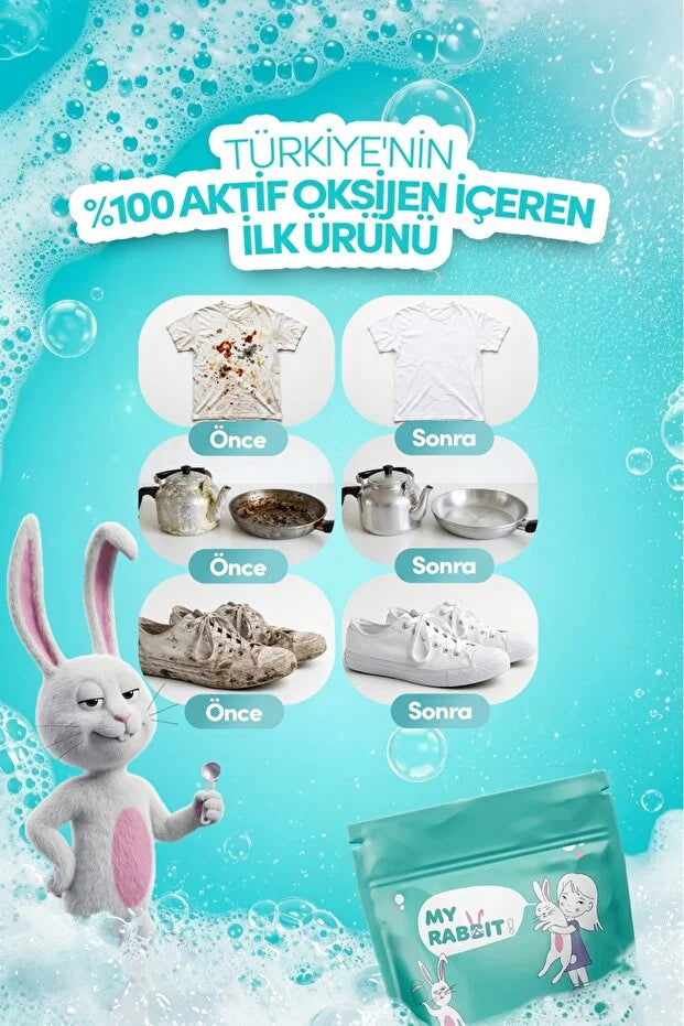 MY RABBIT! Actieve Zuurstof Vlekverwijderaar &amp; Witmaker Poeder – Multifunctionele Reinigingspoeder