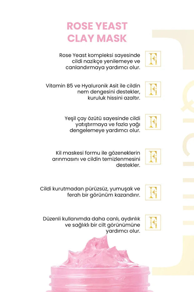 Qremfi Rose Yeast Clay Mask 100 ml – Reinigend & Verzorgend Kleimasker