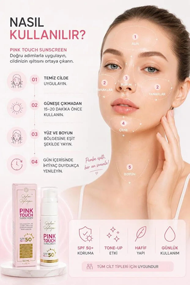 Özden Özdoğan Pink Touch Sunscreen SPF 50+ PA++++ – Tone-Up Zonnebrandcrème 50 ml