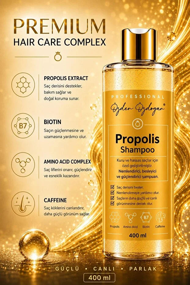 Özden Özdoğan Propolis Shampoo – Verzorgende Shampoo met Biotine, Cafeïne & Aminozuren 400 ml