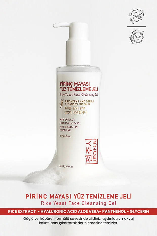 Jeonju Rice Yeast Face Cleansing Gel – Gezichtsreinigingsgel met Rijstextract &amp; Hyaluronzuur – 200 ml