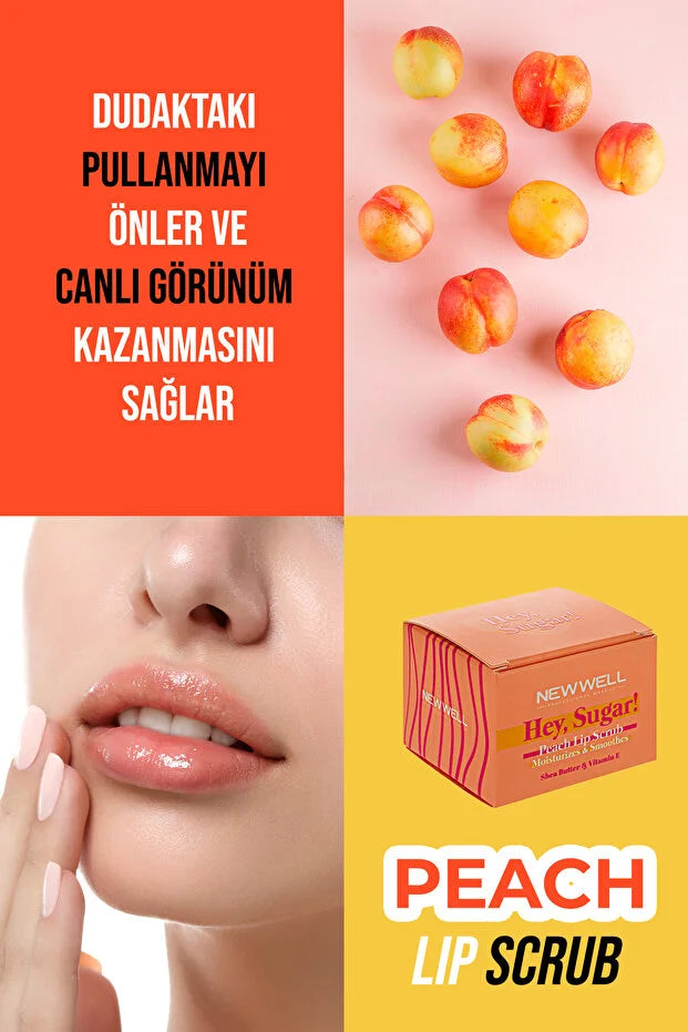 New Well Hey Sugar! Peach Lip Scrub – Perzik Lippenpeeling met Shea Butter &amp; Vitamine E – 20 g