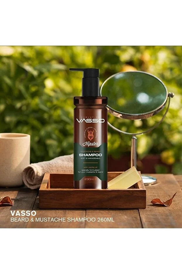 Vasso Hipster Baard- & Snor Shampoo met Jojobaolie – Verzorgend & Anti-Roos – 260 ml