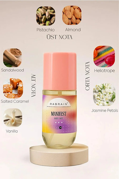Rabrain Manifest Body Mist – Pistache, Vanille & Salted Caramel – 150 ml