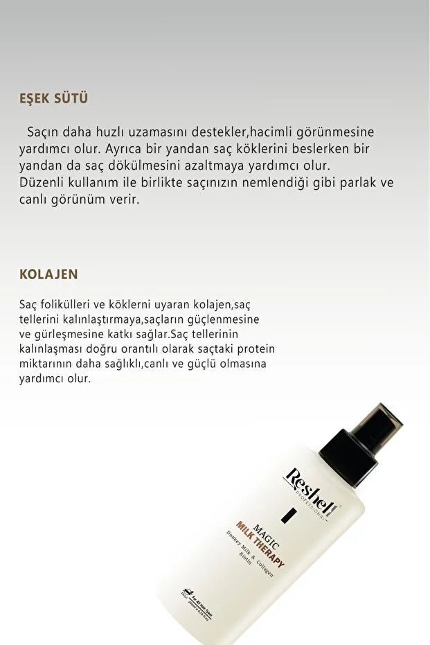 Reshell Professional Magic Milk Therapy – Haarverzorgingsspray met Biotine, Collageen & Ezelinnenmelk – 200 ml