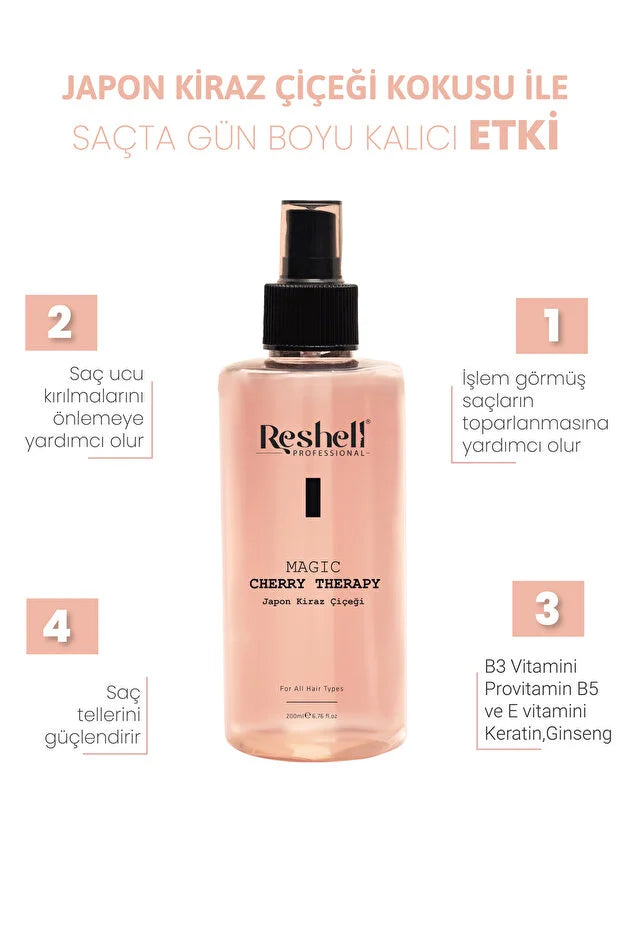 Reshell Professional Magic Cherry Therapy – Leave-in Haarspray met Keratine, Ginseng & Hyaluronzuur – 200 ml