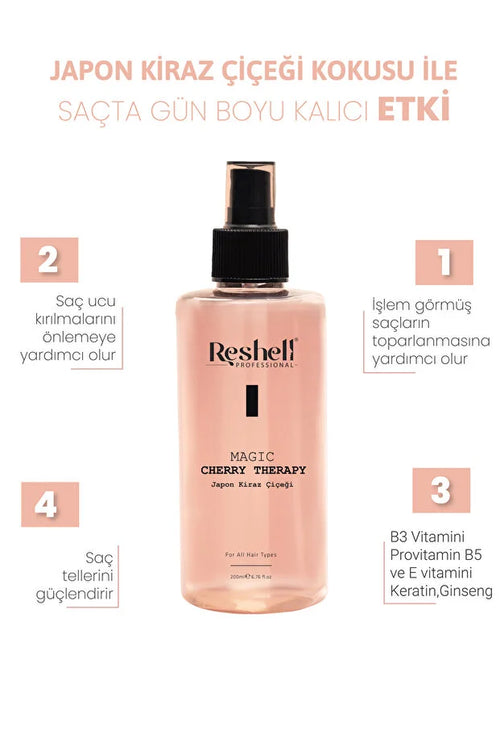 Reshell Professional Magic Cherry Therapy – Leave-in Haarspray met Keratine, Ginseng & Hyaluronzuur – 200 ml