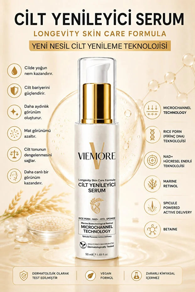 Viemore Longevity Skin Care Formula – Huidvernieuwend Serum – Rice PDRN, NAD+ & Marine Retinol – 50 ml