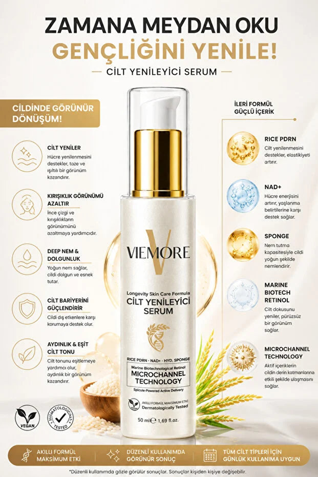 Viemore Longevity Skin Care Formula – Huidvernieuwend Serum – Rice PDRN, NAD+ & Marine Retinol – 50 ml