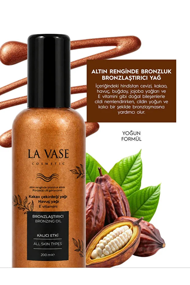 La Vase Bronzing Oil – Bronzingsolie – Gouden Glow – Met Cacao, Wortel & Jojoba-olie  – 200 ml
