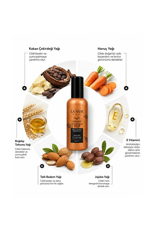 La Vase Bronzing Oil – Bronzingsolie – Gouden Glow – Met Cacao, Wortel & Jojoba-olie  – 200 ml