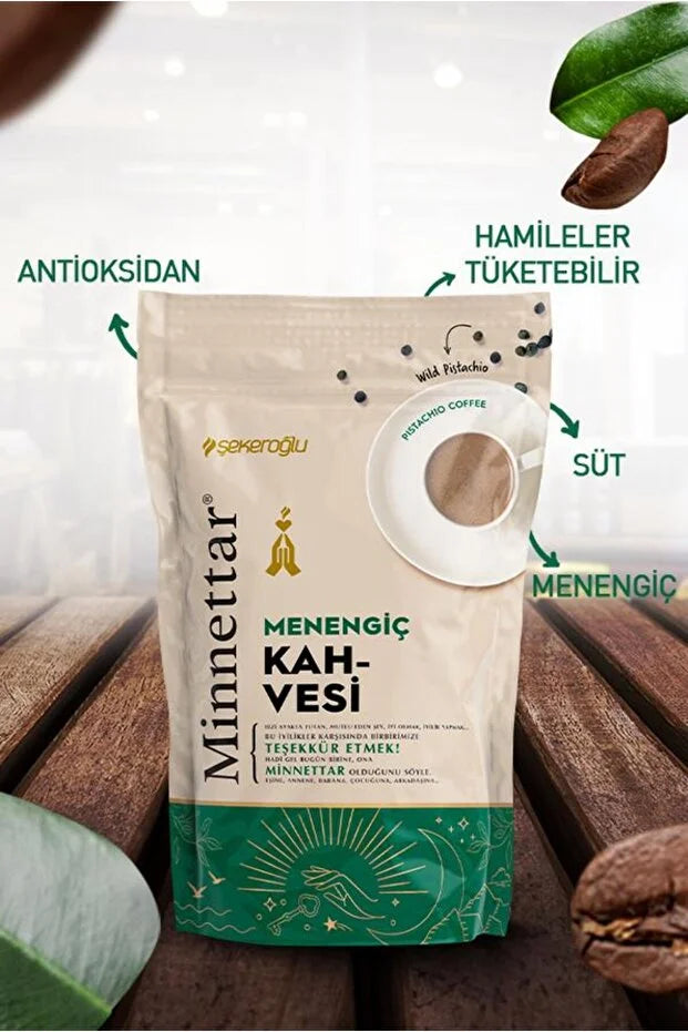 Şekeroğlu Minnettar Menengiç Koffie – Cafeïnevrij – Pistachekoffie – 165 g