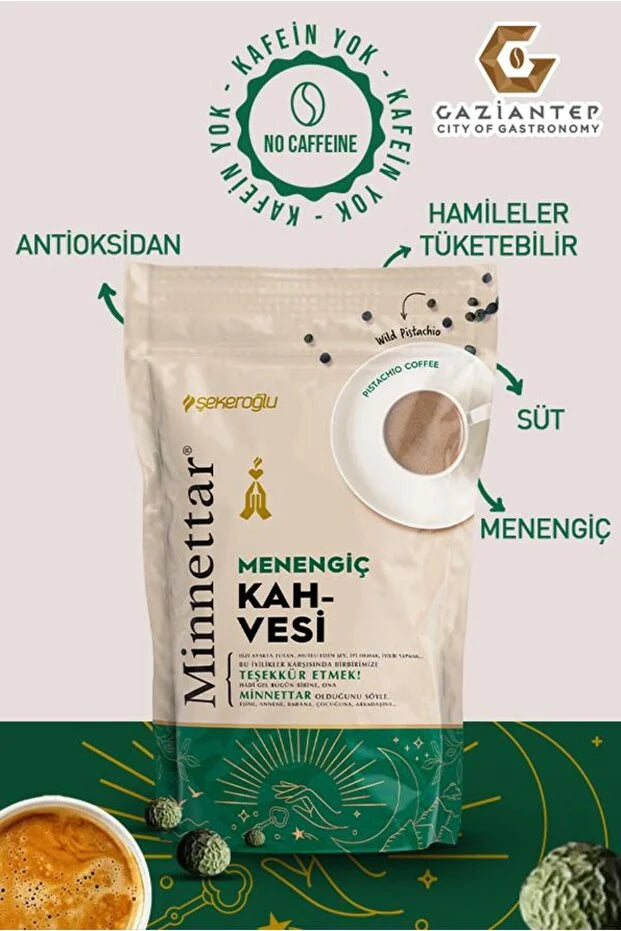 Şekeroğlu Minnettar Menengiç Koffie – Cafeïnevrij – Pistachekoffie – 165 g