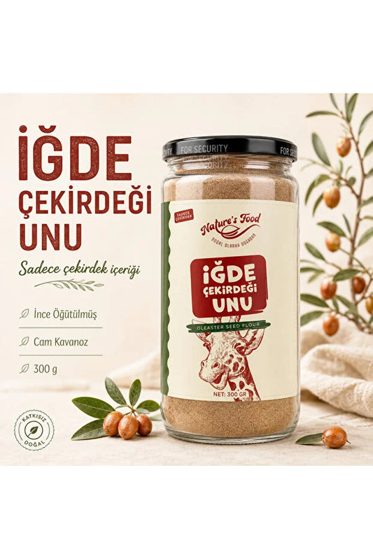 Nature's Food İğde Çekirdeği Unu – Fijngemalen Olijfwilgzaadmeel – 100% Puur – Zonder Toevoegingen – Glazen Pot – 100 g