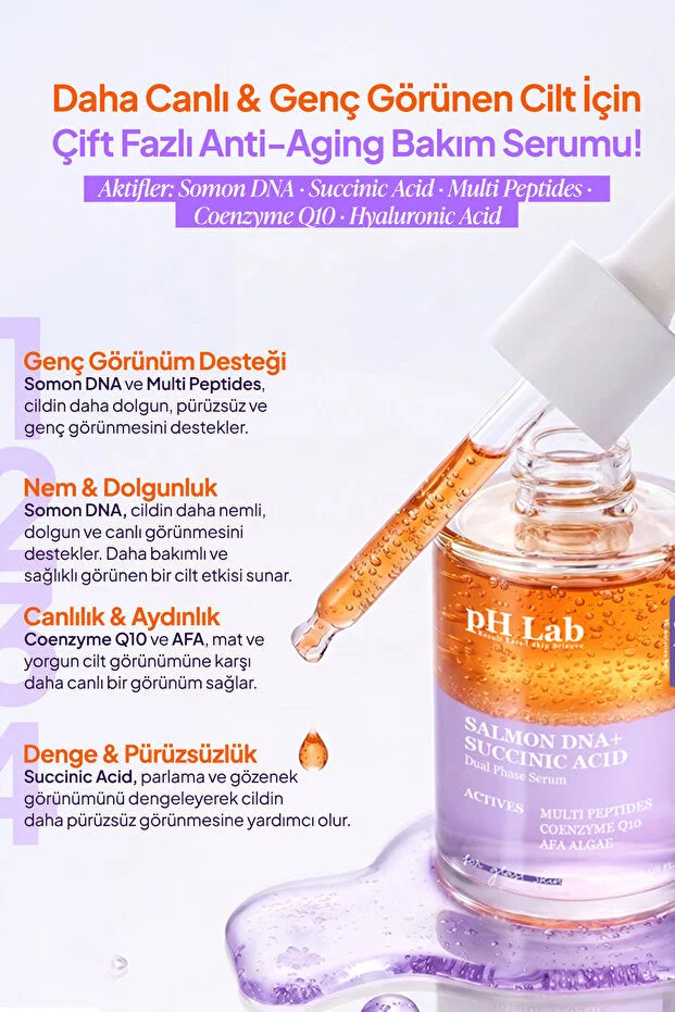pH Lab Salmon DNA + Succinic Acid Dual Phase Serum - Gezichtsserum - Anti-Aging - Hydraterend - Multi Peptides - 30 ml