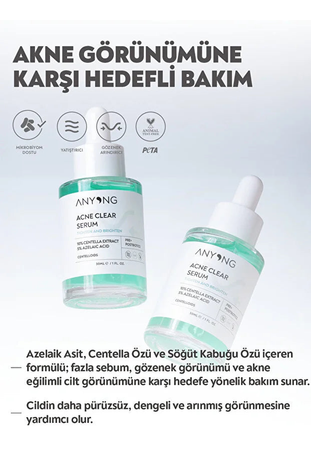 Anyong Acne Clear Serum - 5% Azelaïnezuur - 10% Centella Asiatica - Tegen Onzuiverheden - Kalmerend Gezichtsserum - 30 ml