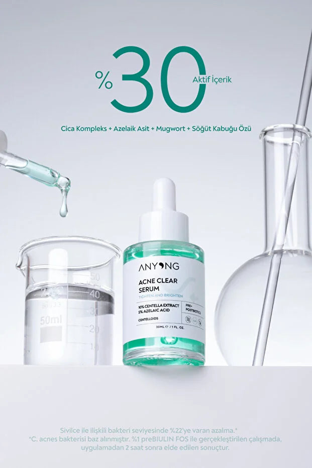 Anyong Acne Clear Serum - 5% Azelaïnezuur - 10% Centella Asiatica - Tegen Onzuiverheden - Kalmerend Gezichtsserum - 30 ml