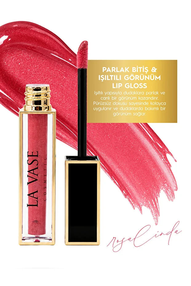 La Vase Lip Gloss Rosalinda - Glanzende Lipgloss - Roze Rood - Met Shimmer - Verzorgende Glans - 6 ml