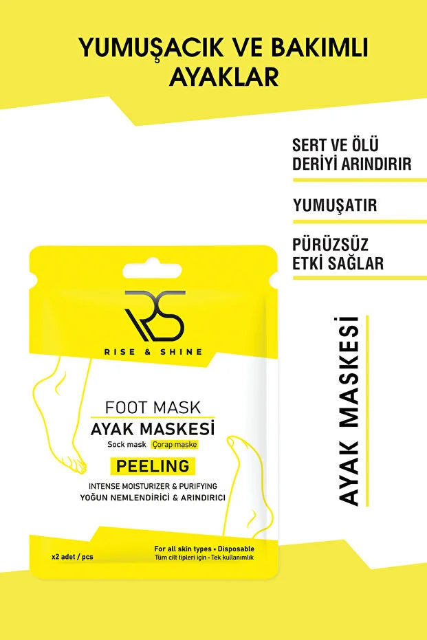 Rise & Shine Peeling Foot Mask Socks – Exfoliërend Voetenmasker – Voor Zachte & Gladde Voeten – Hydraterend & Verzorgend – 1 Paar
