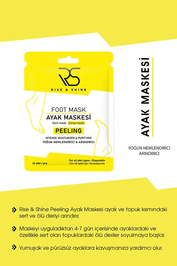 Rise & Shine Peeling Foot Mask Socks – Exfoliërend Voetenmasker – Voor Zachte & Gladde Voeten – Hydraterend & Verzorgend – 1 Paar