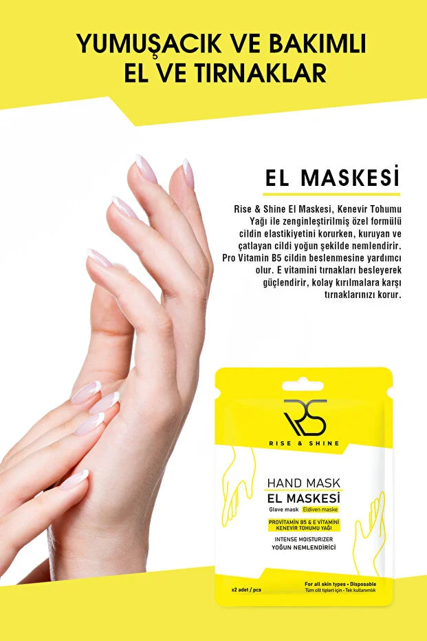 Rise & Shine Hand Mask Gloves – Hydraterend Handmasker voor Droge & Ruwe Handen – Verzachtend & Verzorgend – 1 Paar