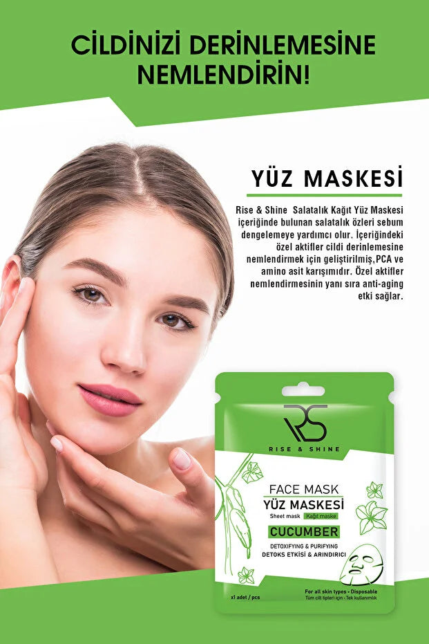 Rise & Shine Cucumber Sheet Mask – Hydraterend Gezichtsmasker met Komkommer – Verfrissend & Verzorgend – Voor Alle Huidtypes – 1 Stuk