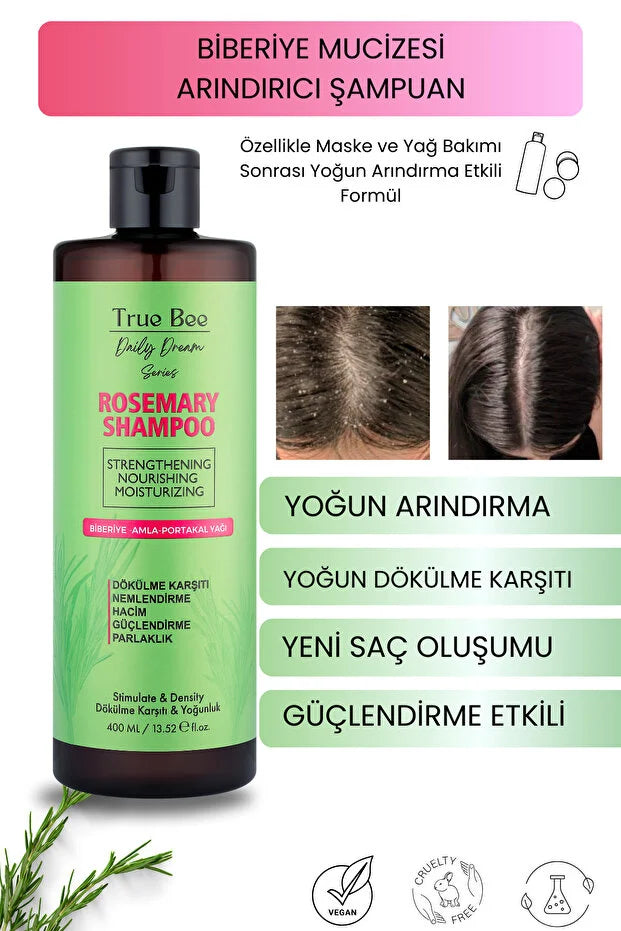 True Bee Rozemarijn Shampoo – 400ml | Anti-Haaruitval & Haargroei, 100% Natuurlijk