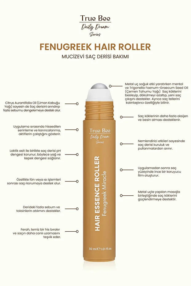 True Bee Herbal Miracle Trio Kit – 3x30ml | Rozemarijn, Kruidnagel & Fenegriek Rollers