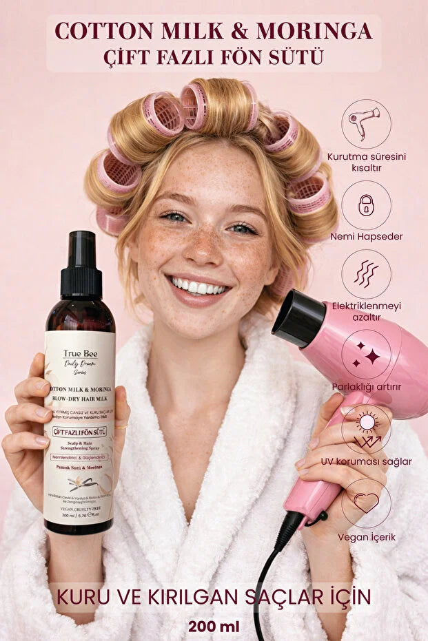 True Bee Cotton Milk & Moringa Leave-in Föhnspray 200 ml