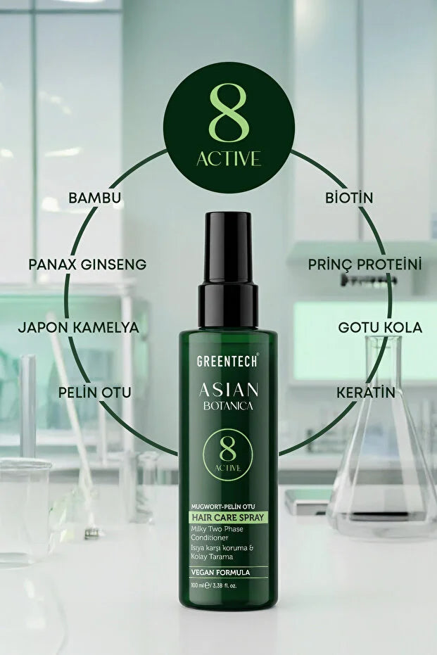 Greentech Asian Botanica Mugwort Hairspray – Two-Phase Leave-in Spray | Hittebescherming