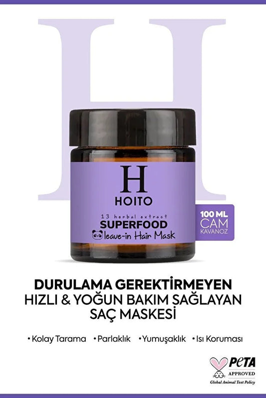 Hoito Superfood Leave-in - Haarmasker met 13 Kruidenextracten, Voedend en Versterkend, Vitaminecompex, Tegen Haaruitval - 100 ml