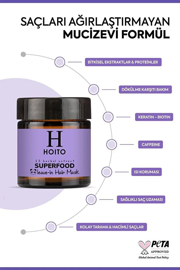Hoito Superfood Leave-in - Haarmasker met 13 Kruidenextracten, Voedend en Versterkend, Vitaminecompex, Tegen Haaruitval - 100 ml