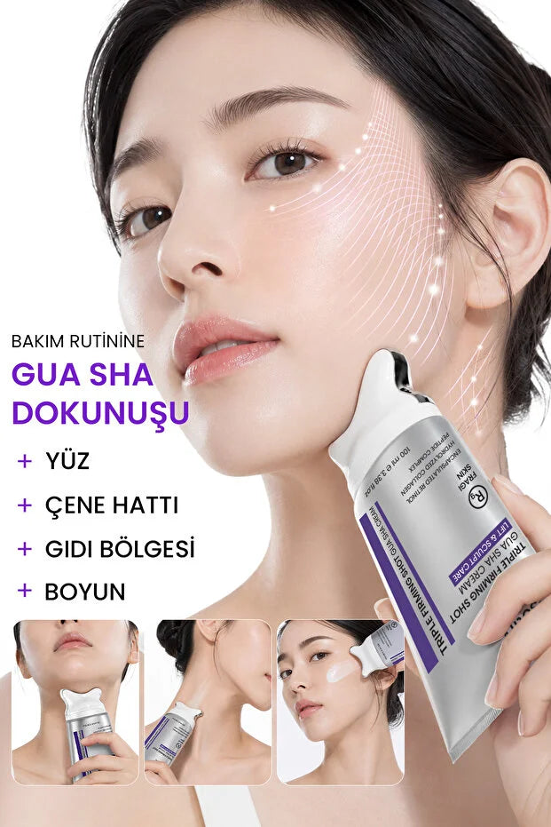 Resetify Triple Firming Shot Gua Sha Cream – Gezichtscrème met Retinol, Collageen & Peptiden – Gua Sha Applicator – 100 ml