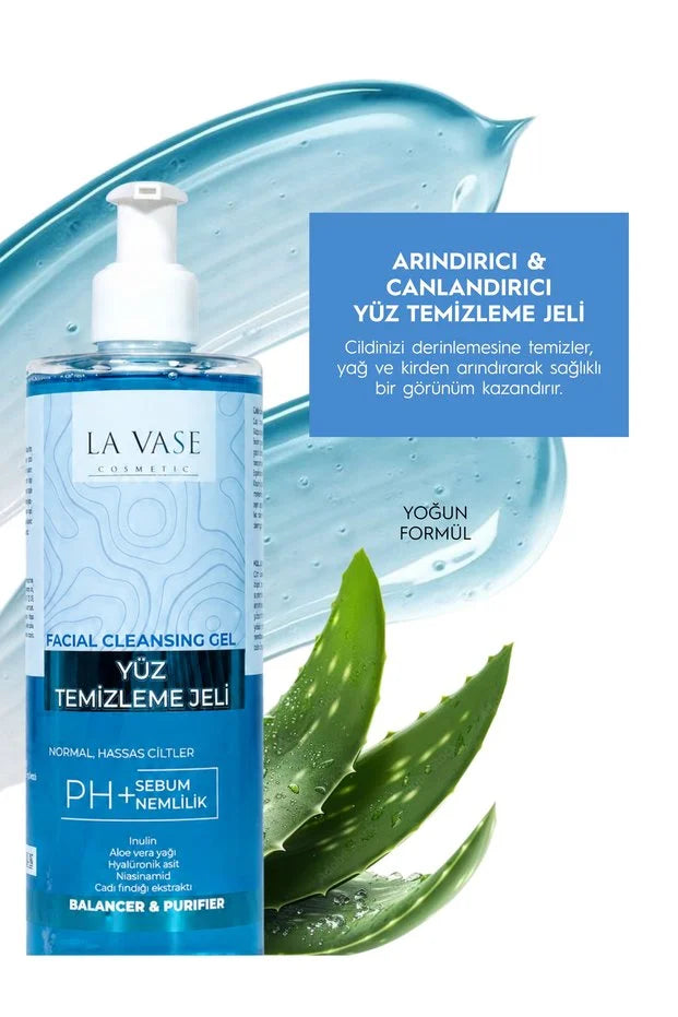 La Vase Facial Cleansing Gel - Reinigende Gezichtsgel - Hyaluronzuur &amp; Niacinamide - Aloe Vera - Normale en Gevoelige Huid - 400 ml