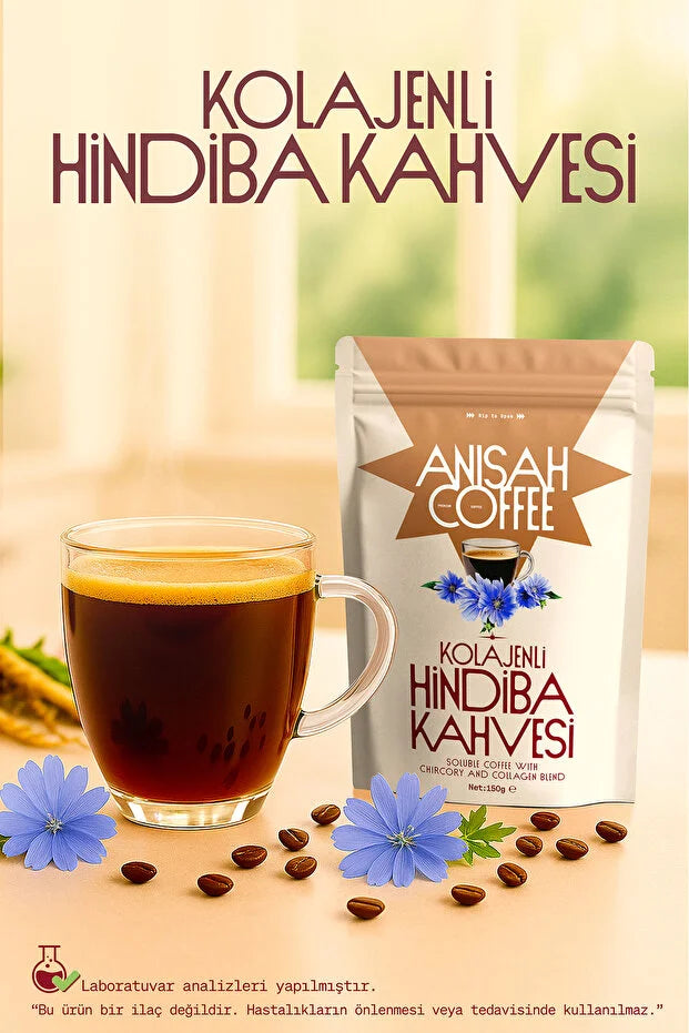 Anisah Coffee Kolajenli Hindiba Kahvesi – Oploskoffie met Cichorei & Collageen – 150 g